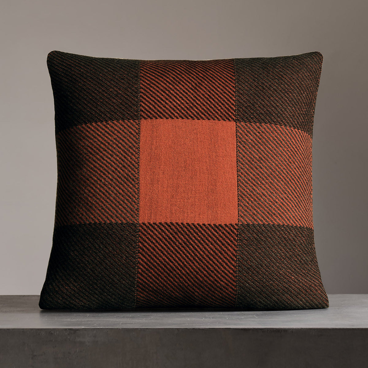 Vintage Plaid Sham in Burnt Orange/ Charcoal/ Black | James Perse Los Angeles