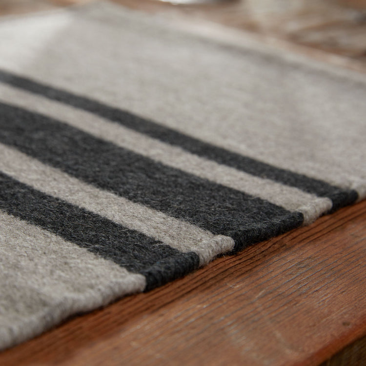 Wool Striped Placemat in Pearl Grey/Anthracite | James Perse Los Angeles