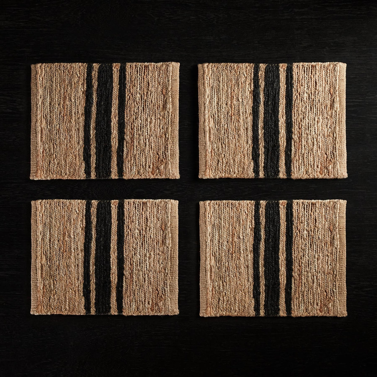 Jute Placemats (Set of 4) - Natural/Charcoal Stripe | James Perse Los Angeles