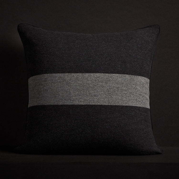Stripe Throw Pillow w/ Piping - Anthracite/Flannel | James Perse Los Angeles