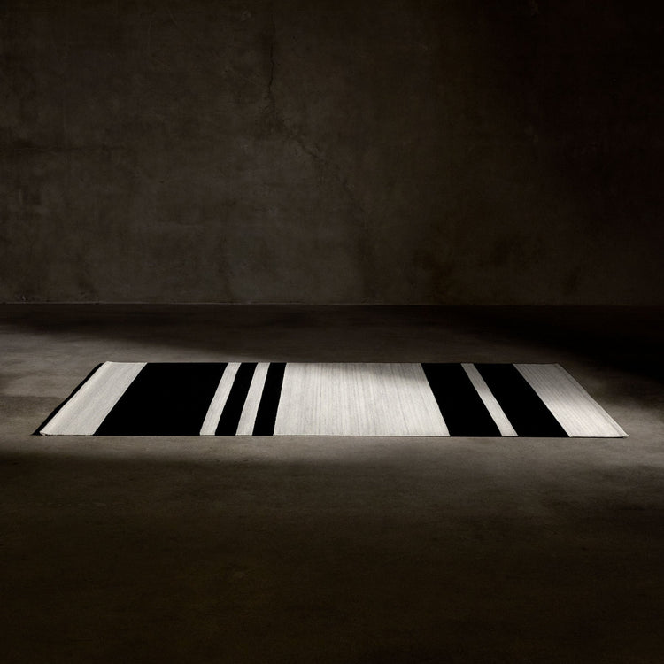 Multi Stripe Area Rug 9Ft X 12Ft - Natural/Black Stripe | James Perse Los Angeles