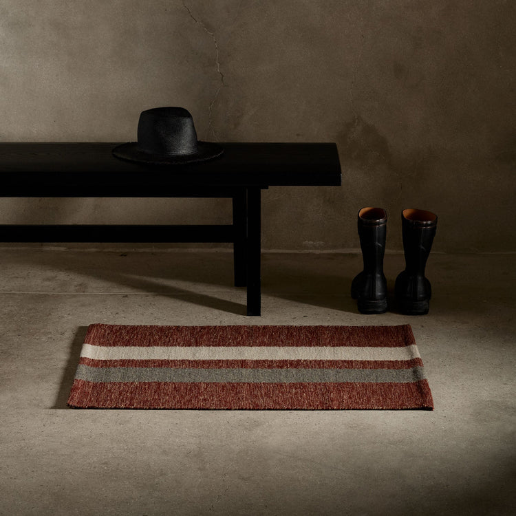 Striped Entry Mat 2Ft X 3Ft in Wine/Flint/Oyster | James Perse Los Angeles