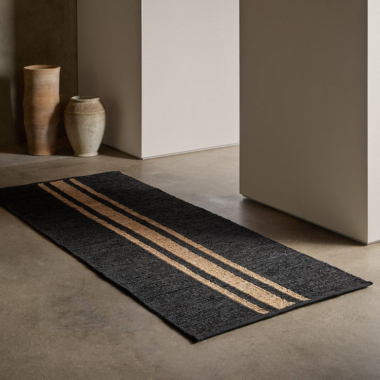 Jute Runner in Charcoal/Natural Triple Stripe | James Perse Los Angeles