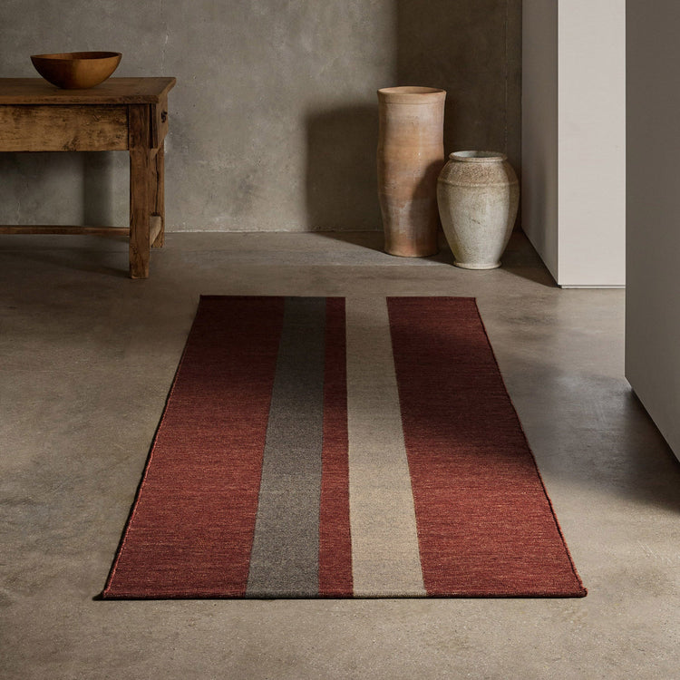 3.5 X 9 Double Stripe Runner in Wine/Flint/Oyster | James Perse Los Angeles