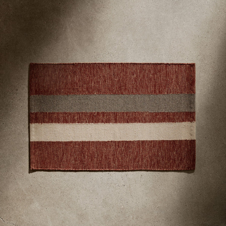 Double Stripe Door Mat 2Ft X 3Ft - Wine/Flint/Oyster | James Perse Los Angeles