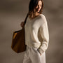 Cotton Linen V Neck Boxy Sweater In Off White | James Perse Los Angeles