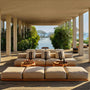 Patio Striped Linen Euro Pillow in Souris/Black Stripes | James Perse Los Angeles