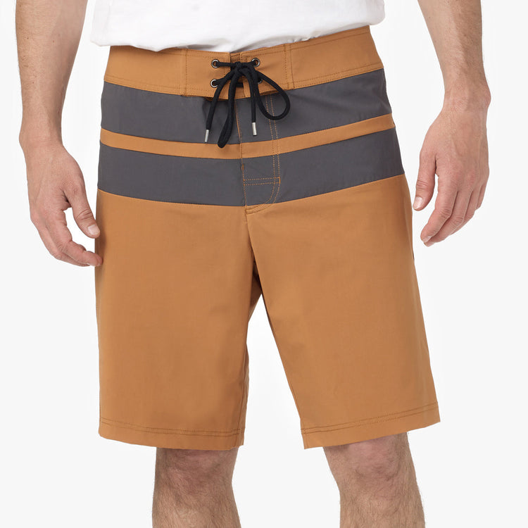 Double Stripe Vintge Boardshort - Amber/Slate | James Perse Los Angeles