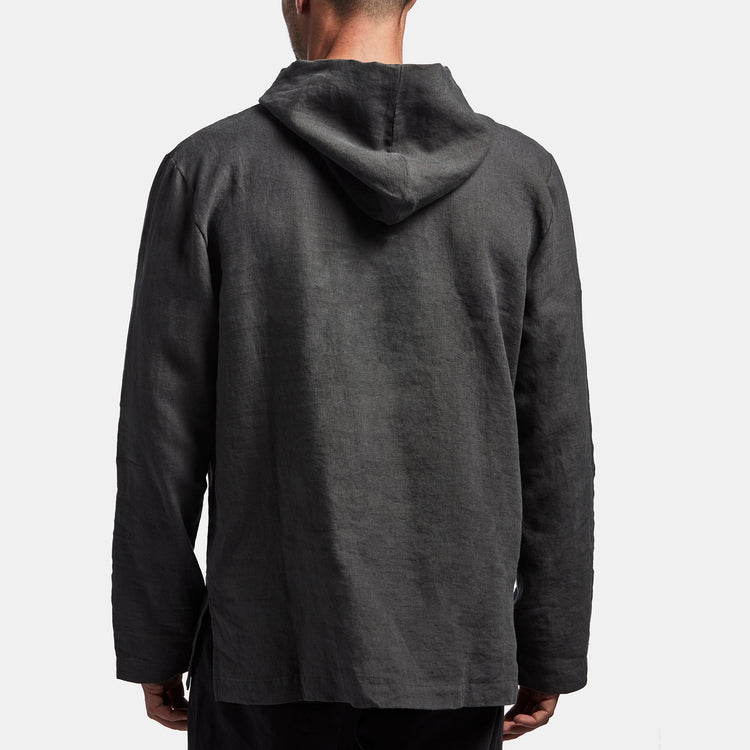 Belgian Linen Pullover Hoodie - Elephant | James Perse Los Angeles