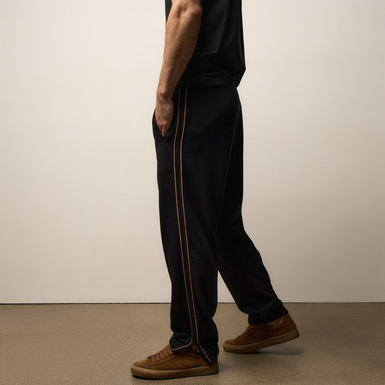 Piped Track Pant in Black/Whiskey | James Perse Los Angeles