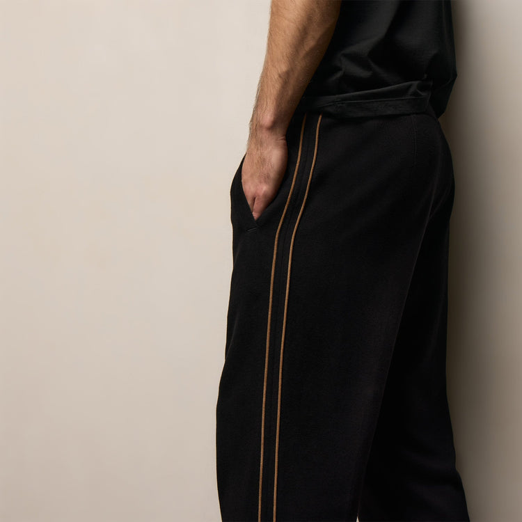 Piped Track Pant in Black/Whiskey | James Perse Los Angeles
