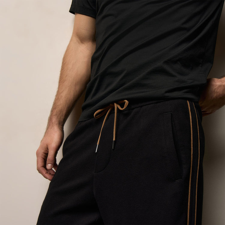 Piped Track Pant in Black/Whiskey | James Perse Los Angeles