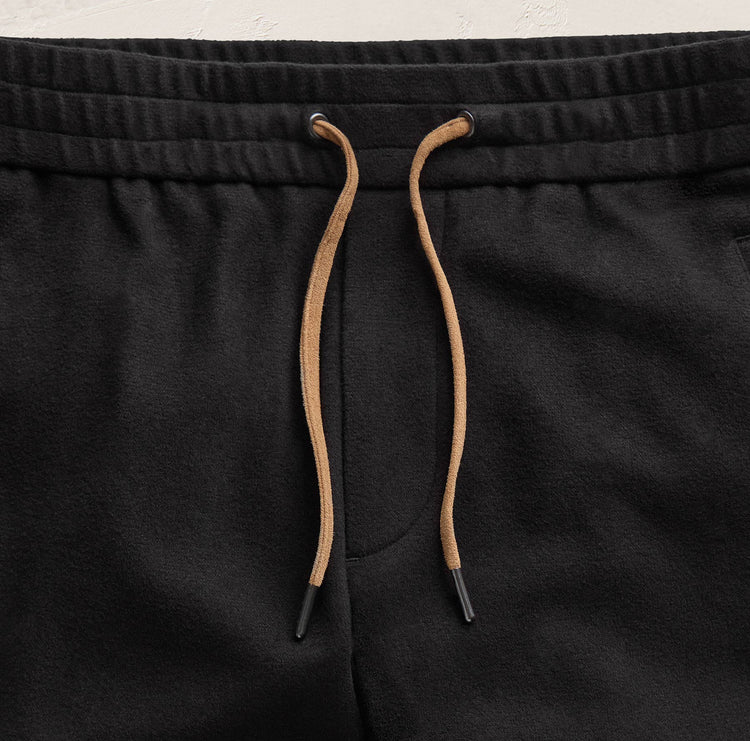 Brushed Cotton Suede Piped Track Pant in Black/Whiskey | James Perse Los Angeles FLAT