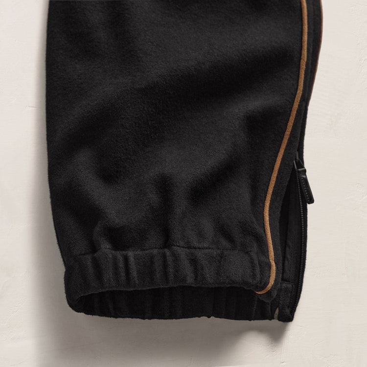 Brushed Cotton Suede Piped Track Pant in Black/Whiskey | James Perse Los Angeles FLAT