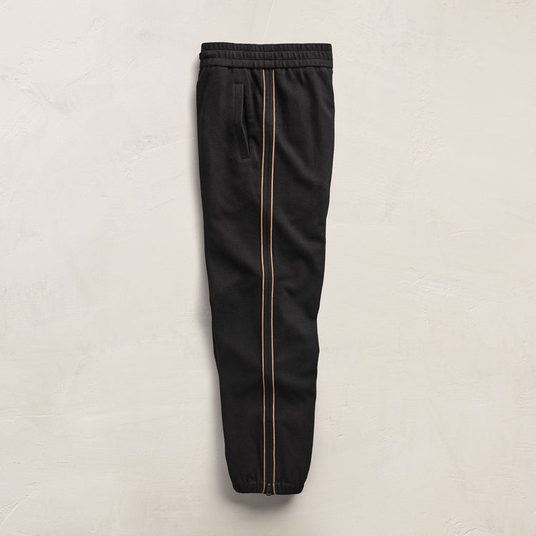 Brushed Cotton Suede Piped Track Pant in Black/Whiskey | James Perse Los Angeles FLAT