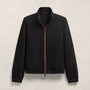 Brushed Cotton Suede Piped Track Jacket in Black/Whiskey | James Perse Los Angeles FLAT
