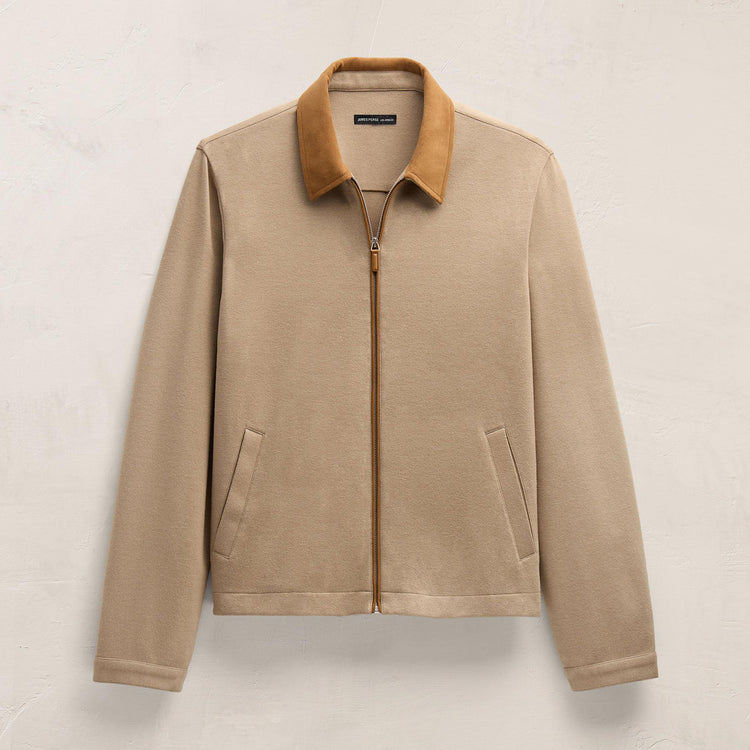 Brushed Cotton Jacket in Soft Beige/Whiskey | James Perse Los Angeles