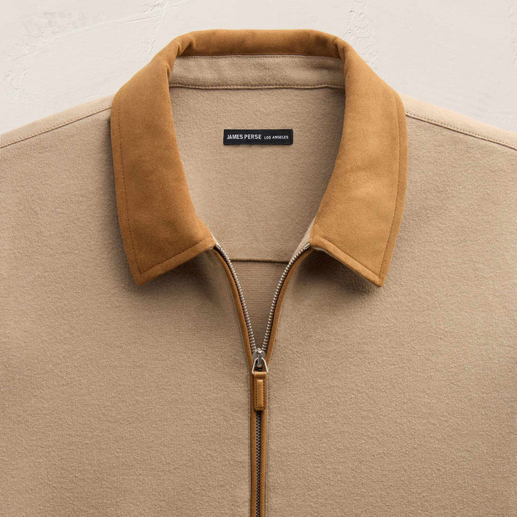 Brushed Cotton Jacket in Soft Beige/Whiskey | James Perse Los Angeles