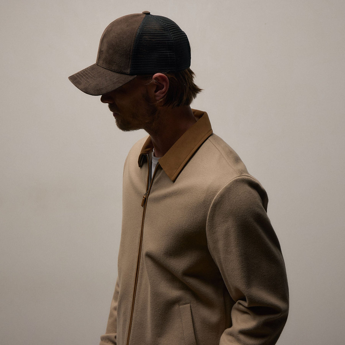 Brushed Cotton Jacket in Soft Beige/Whiskey | James Perse Los Angeles