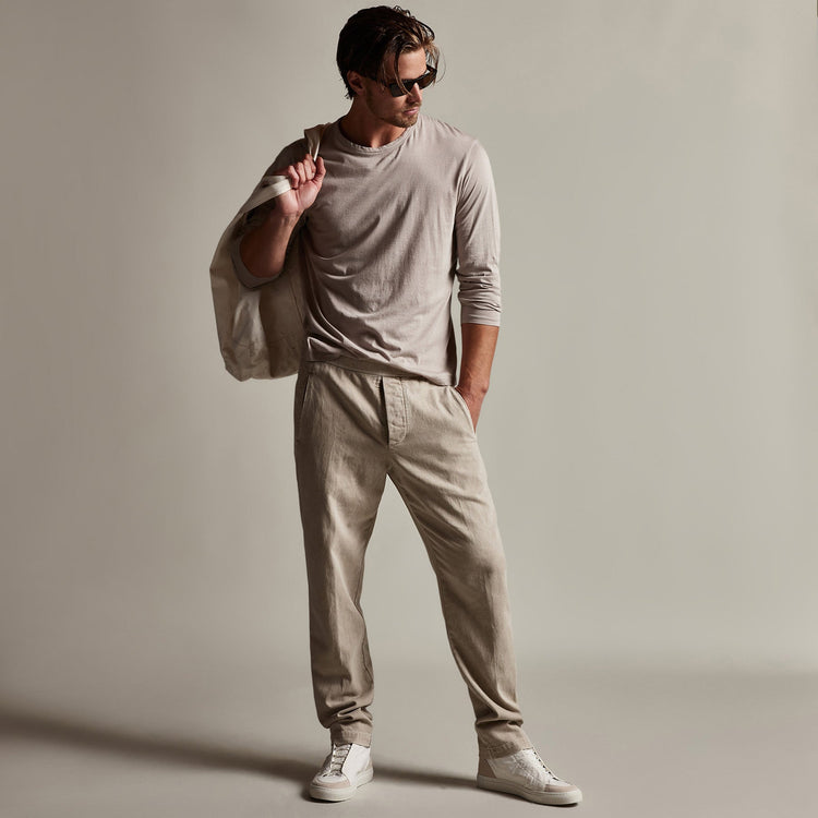 Brushed Cotton Twill Trouser in Toast Pigment | James Perse Los Angeles