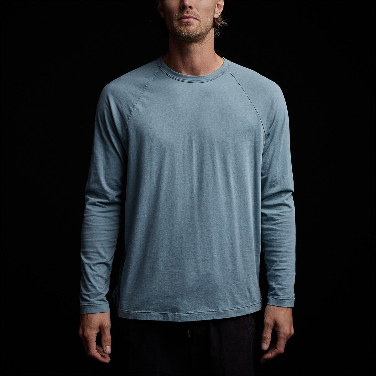 Brushed Jersey Raglan Crew in Blue Marble | James Perse Los Angeles