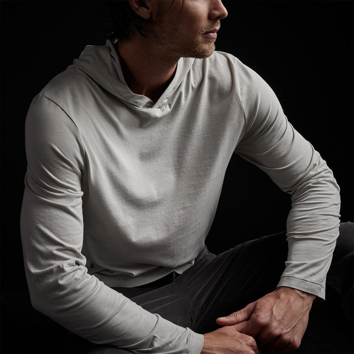 Brushed Jersey Hoody in Aluminum | James Perse Los Angeles