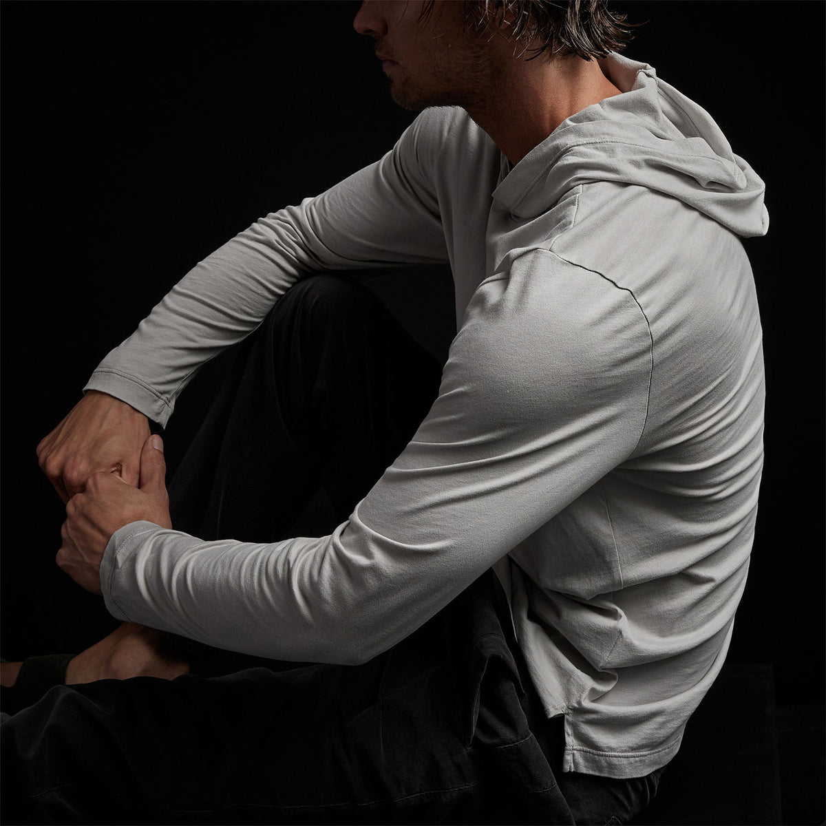 Brushed Jersey Hoody in Aluminum | James Perse Los Angeles
