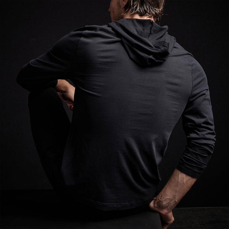 Brushed Jersey Hoody in Black | James Perse Los Angeles