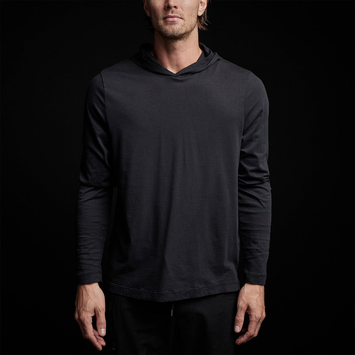 Brushed Jersey Hoody in Black | James Perse Los Angeles