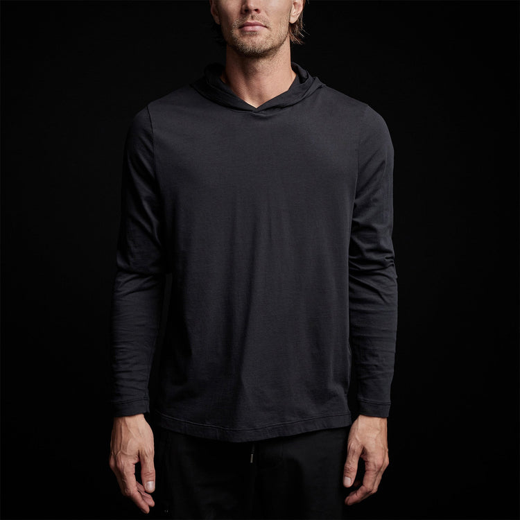 Brushed Jersey Hoody in Black | James Perse Los Angeles