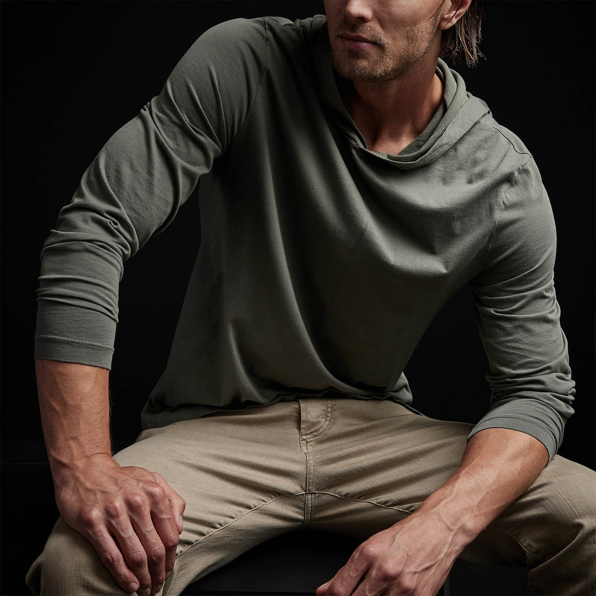 Brushed Jersey Hoody in Marsh | James Perse Los Angeles