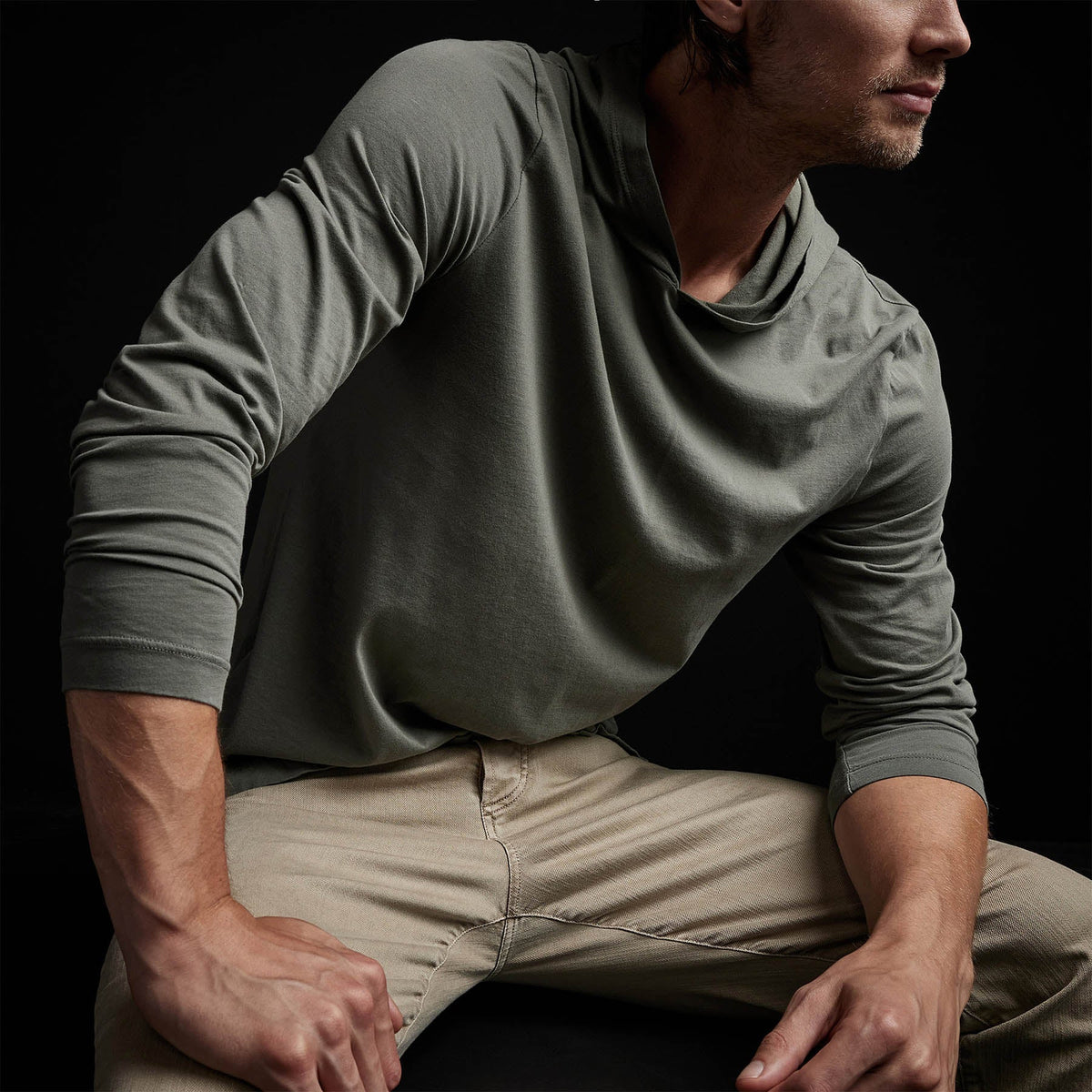 Brushed Jersey Hoody in Marsh | James Perse Los Angeles