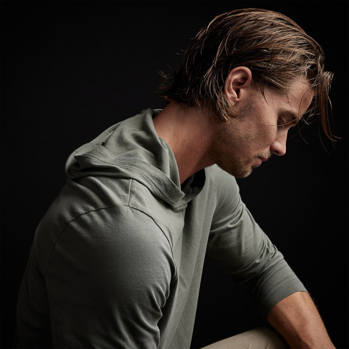 Brushed Jersey Hoody in Marsh | James Perse Los Angeles