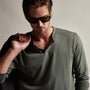 Brushed Elevated Jersey Long Sleeve Henley in Alligator | James Perse Los Angeles