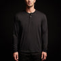 Brushed Elevated Jersey Long Sleeve Henley in Black | James Perse Los Angeles