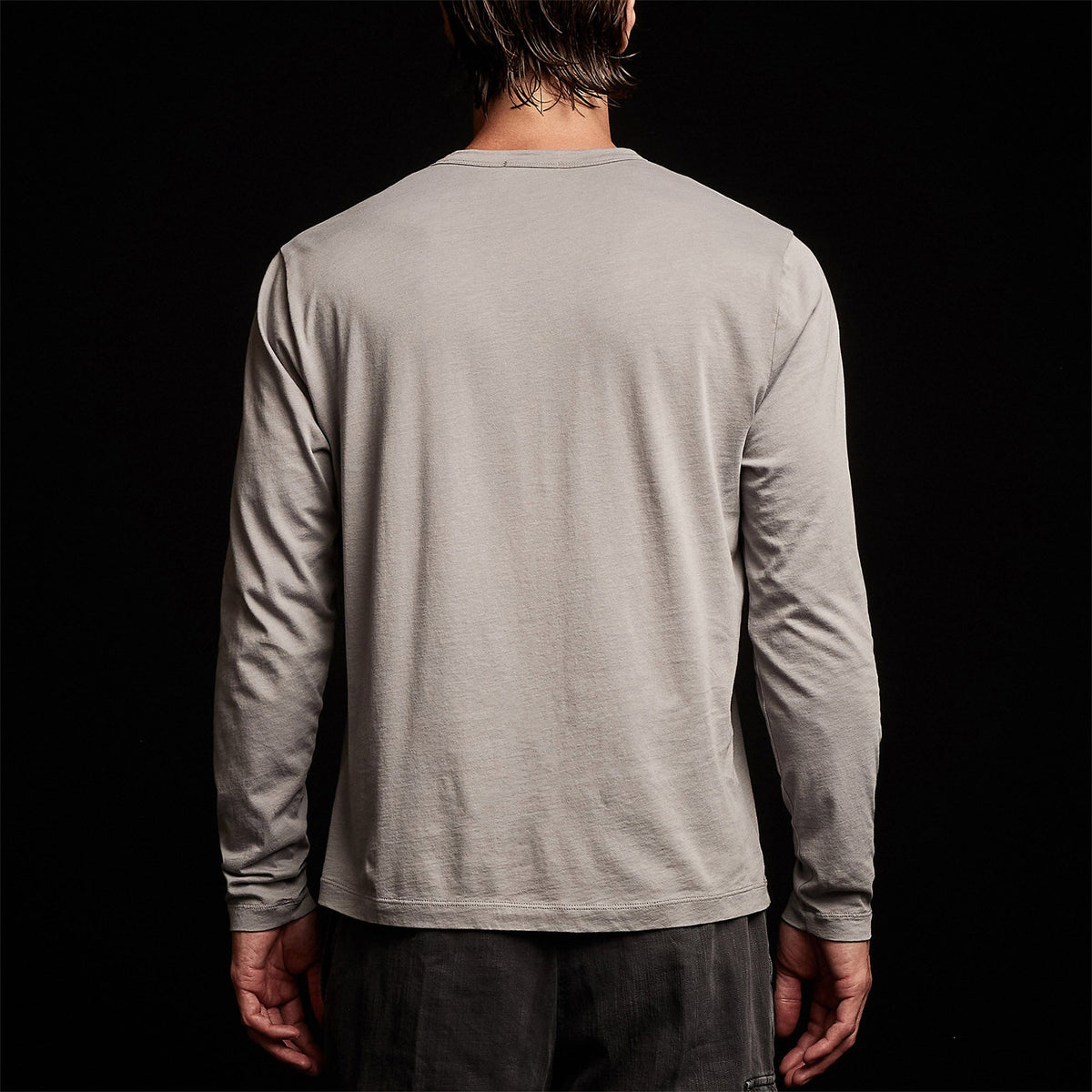 Brushed Elevated Jersey Long Sleeve Henley in Silver Grey | James Perse Los Angeles