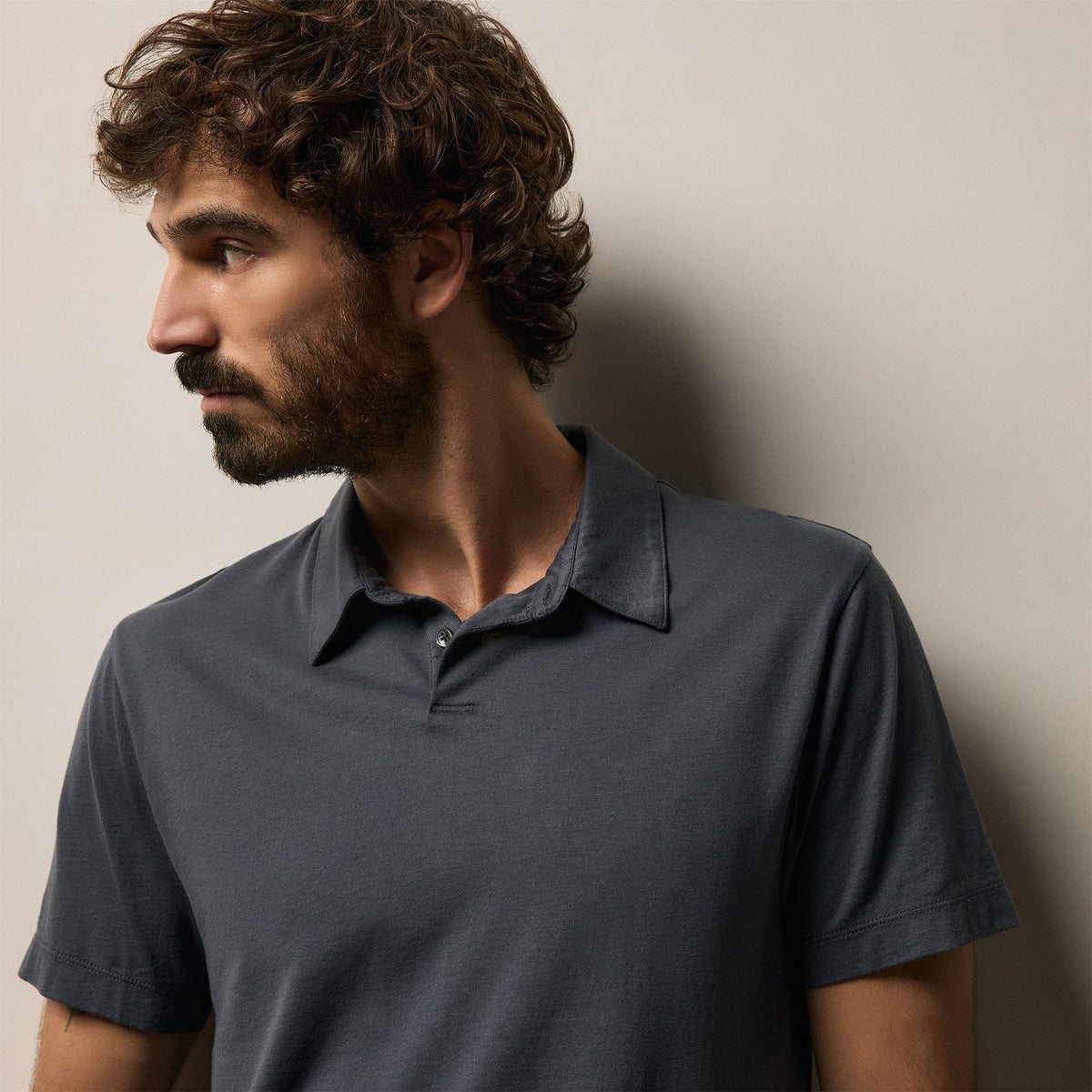 Brushed Lotus Polo in Asphalt | James Perse Los Angeles