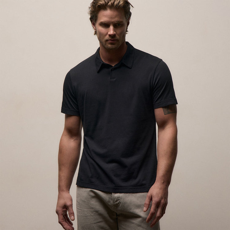 Brushed Lotus Polo in Black | James Perse Los Angeles