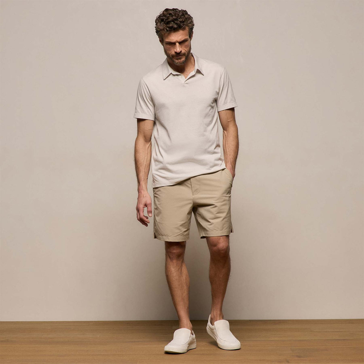 Brushed Lotus Polo in Pearl | James Perse Los Angeles
