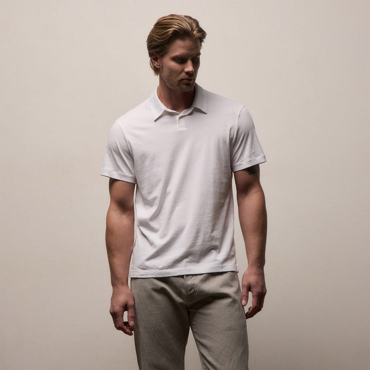 Brushed Lotus Polo in White | James Perse Los Angeles