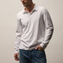 Brushed Lotus Long Sleeve Polo in White | James Perse Los Angeles