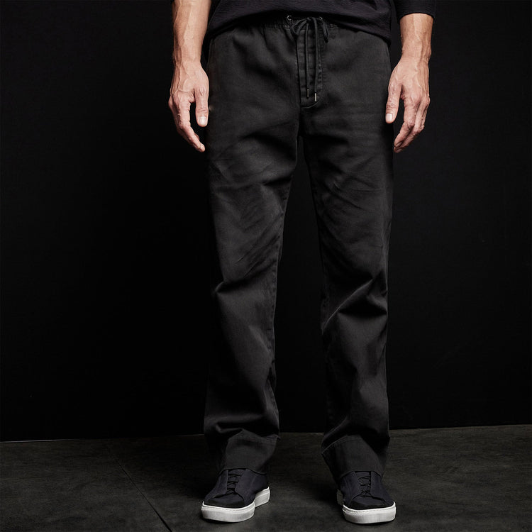 Cotton Twill Work Trouser in Black | James Perse Los Angeles