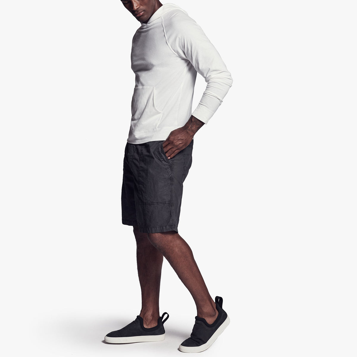 Brushed Stretch Jersey Hoodie In White | James Perse Los Angeles