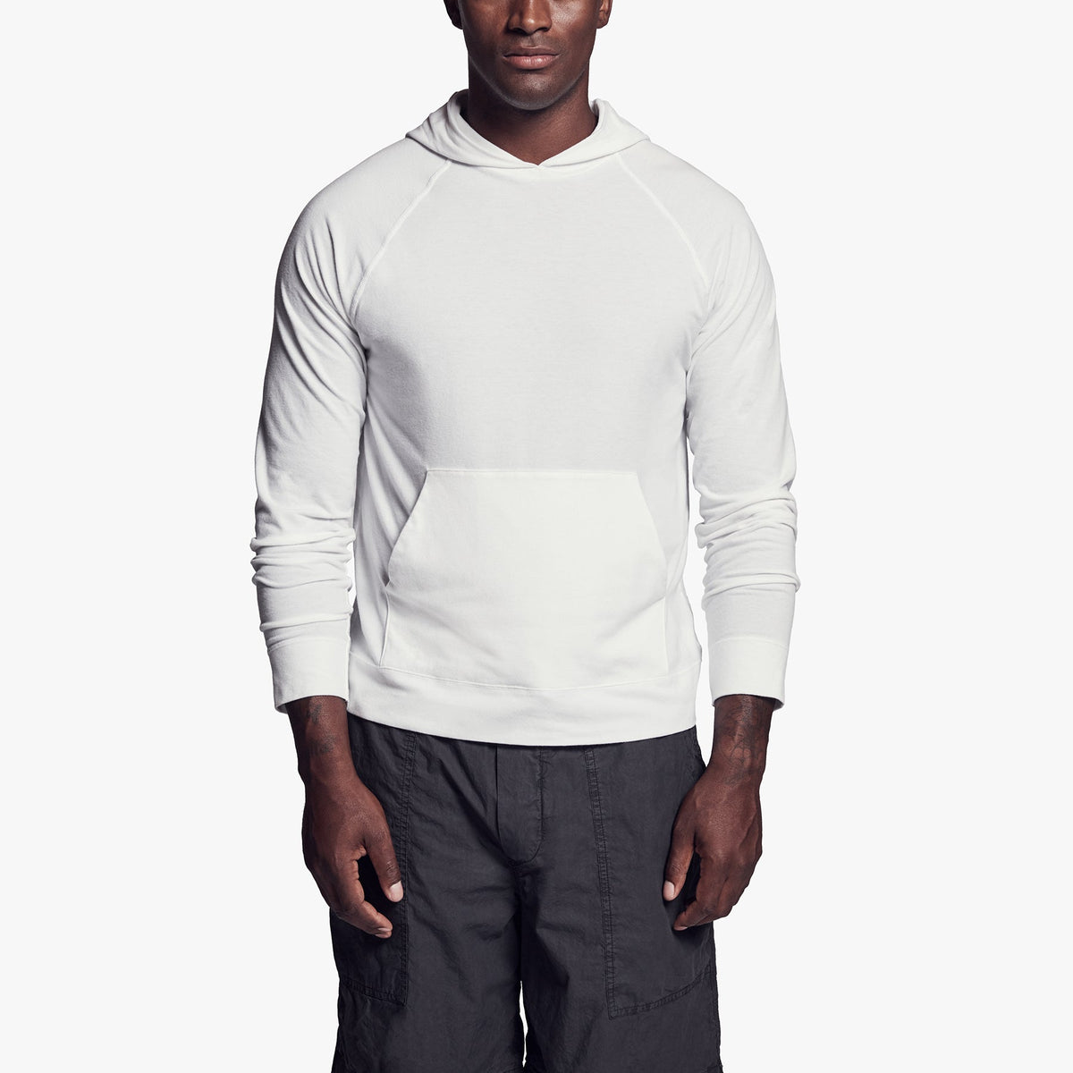 Brushed Stretch Jersey Hoodie In White | James Perse Los Angeles
