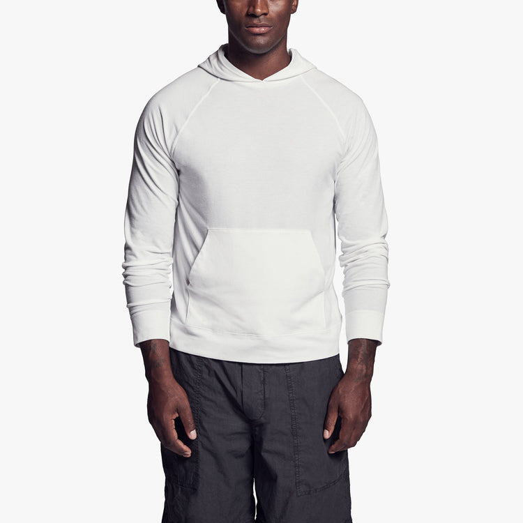 Brushed Stretch Jersey Hoodie In White | James Perse Los Angeles