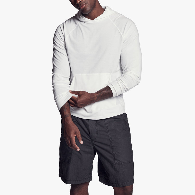 Brushed Stretch Jersey Hoodie In White | James Perse Los Angeles