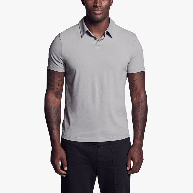 Brushed Stretch Jersey Polo In Silver Grey | James Perse Los Angeles