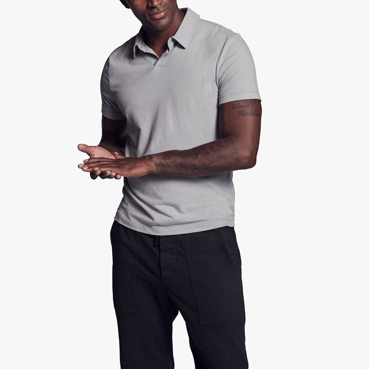 Brushed Stretch Jersey Polo In Silver Grey | James Perse Los Angeles
