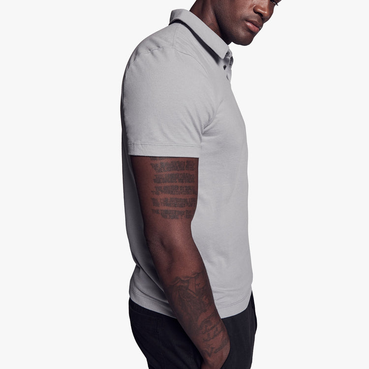 Brushed Stretch Jersey Polo In Silver Grey | James Perse Los Angeles