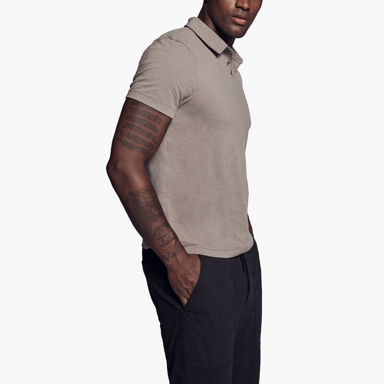 Brushed Stretch Jersey Polo In Warm Stone | James Perse Los Angeles